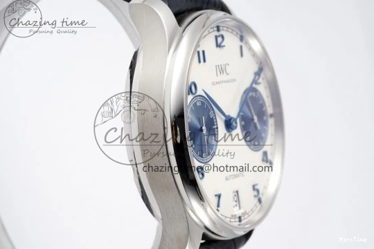 MIROTIME 0316 ZeroBulk Portuguese Real PR IW500715 SS AZF 1:1 Best Edition White Blue Dial on Blue Leather Strap A 7034